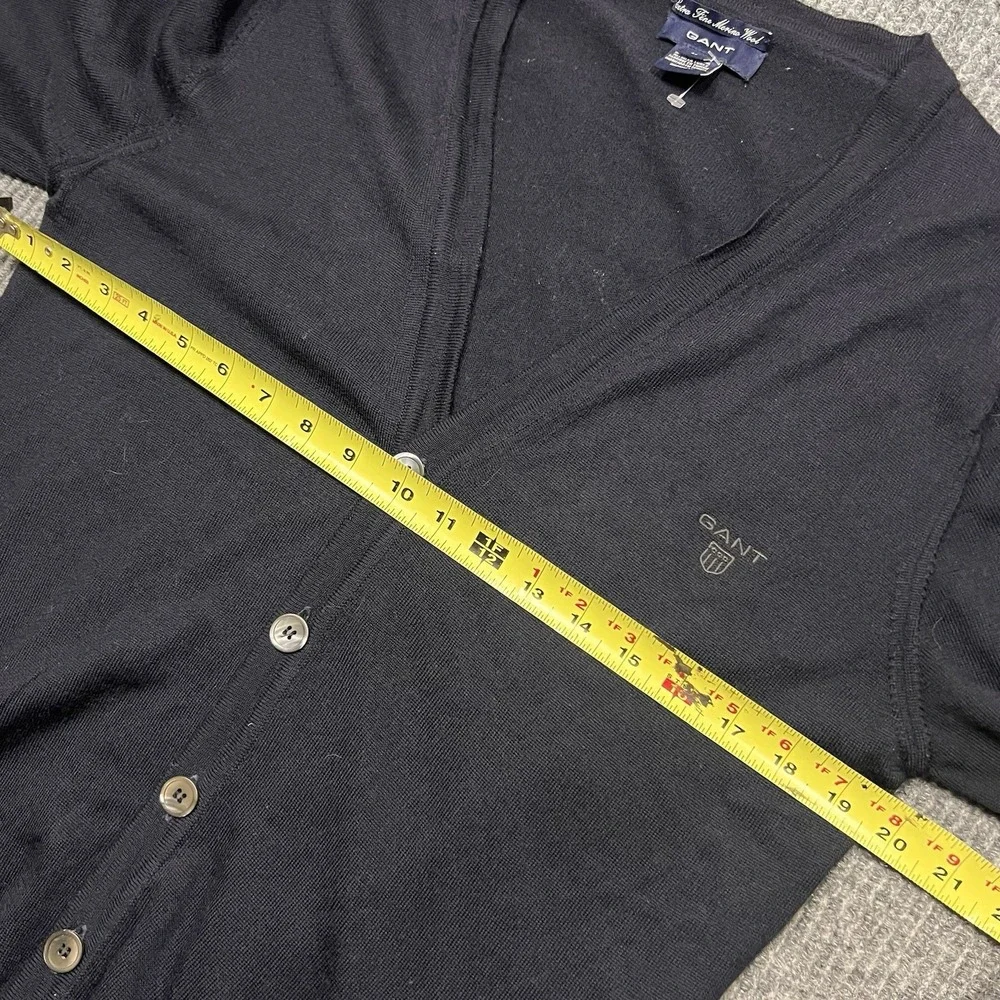 GANT Womens Super Fine‎ Wool Cardigan Sweater Medium Navy Blue Button Shirt Top